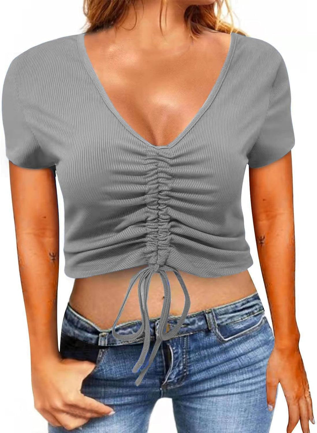 Generisch Damen T-Shir Casual Langarmshirt Rundkragen Oberteile Elegant Shirt Bluse Top Sport Oberte