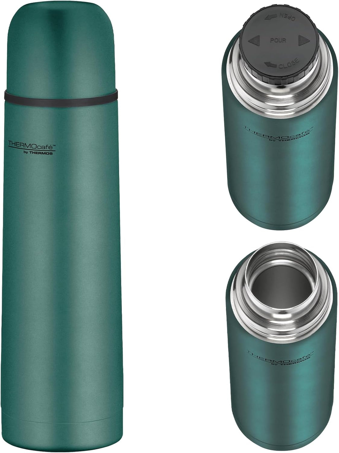 THERMOcafé by THERMOS TC BEVERAGE BOTTLE moss green mat 0,50l, Thermosflasche mit Becher aus Edelsta