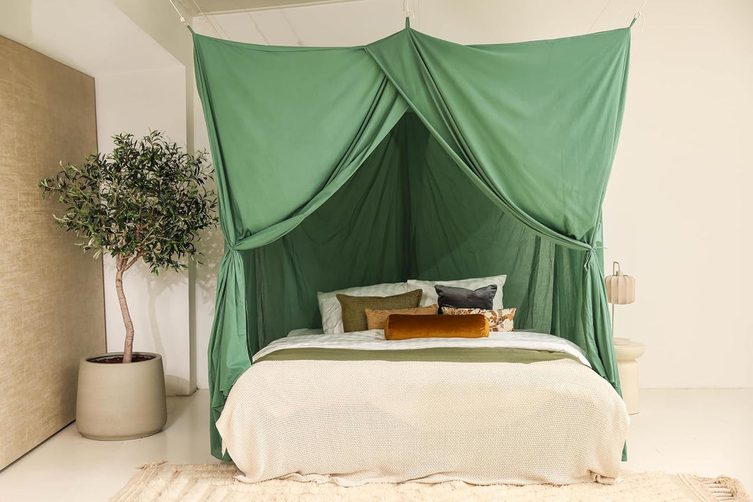 Grüner Betthimmel für Doppelbett | Rechteckiges Moskitonetz Grössen | Baldachin Bett für Teenagern &