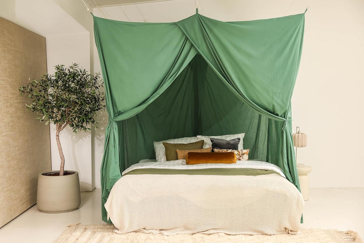 Grüner Betthimmel für Doppelbett | Rechteckiges Moskitonetz Grössen | Baldachin Bett für Teenagern &