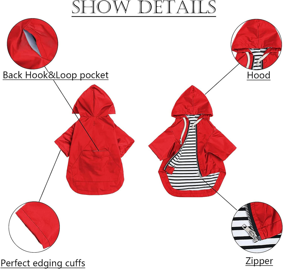 Pethiy Premium hunderegenmantel,Wasserdicht Hundemantel mit Kapuze Hundebekleidung Hunde Regenjacken