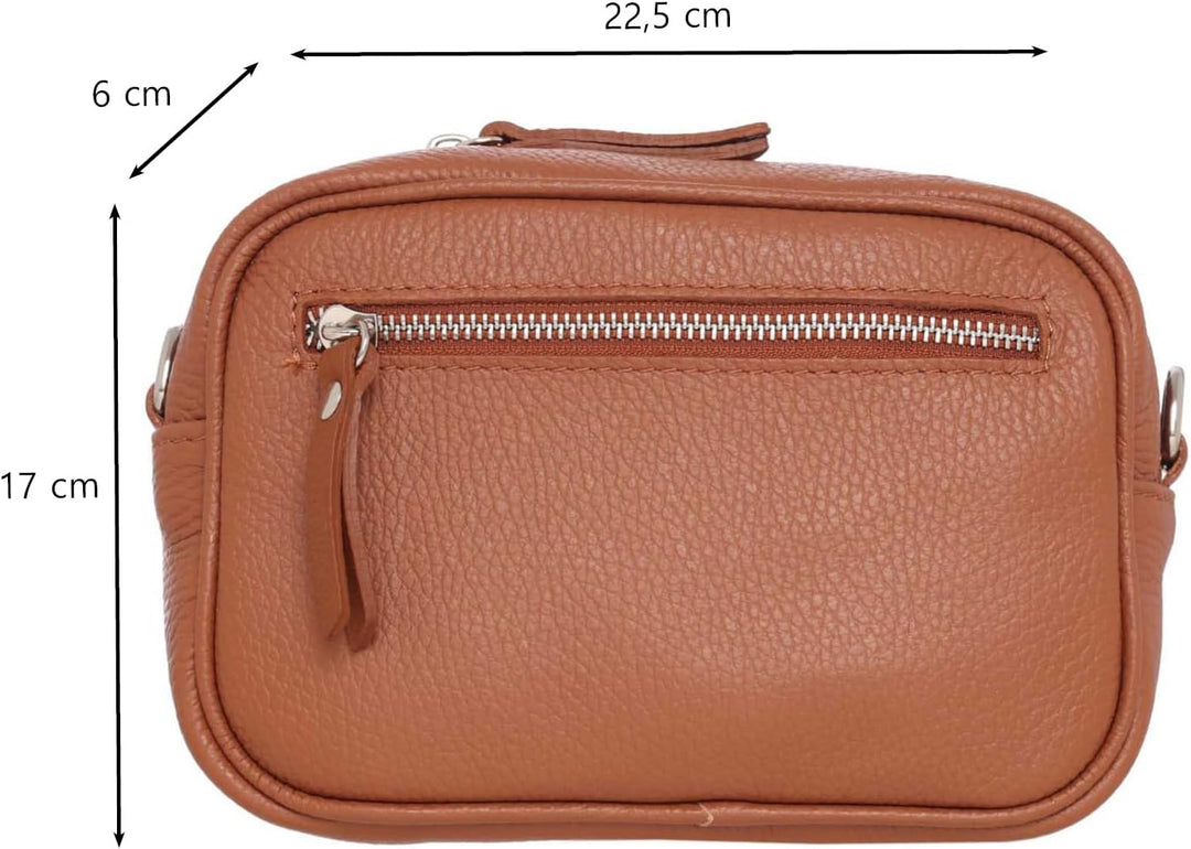 Zwillingsherz Umhängetasche mit Reissverschluss aus 100% Echtleder - Hochwertige Handtasche zum Umhä