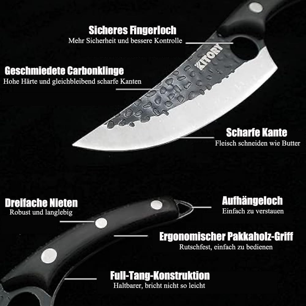 Kitory Kochmesser Küchenmesser Scharf Wikinger Messer Profi Chefmesser Fleischmesser Outdoor Messer
