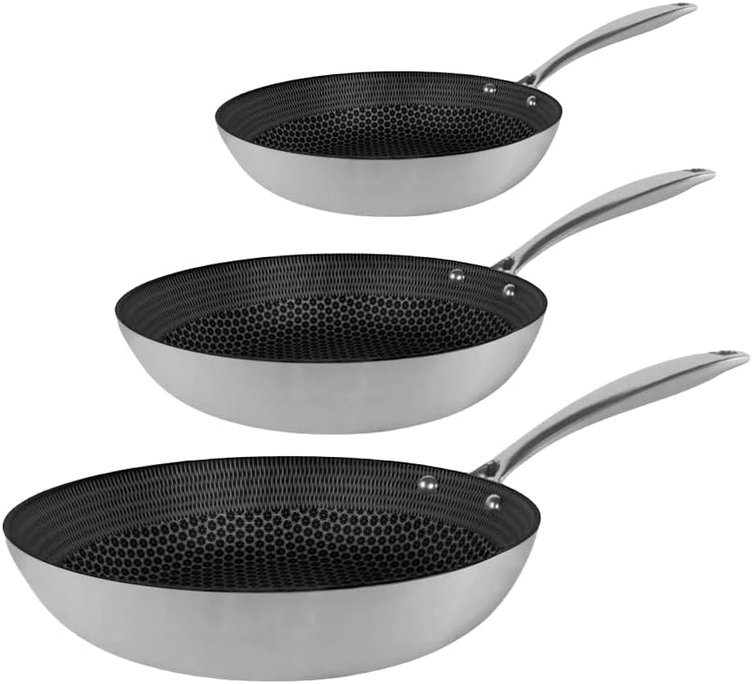 Cook&Pan Honey Pfannenset 3-teilig - Edelstahl mit GreenShield Antihaftbeschichtung PFAS & Teflon-fr