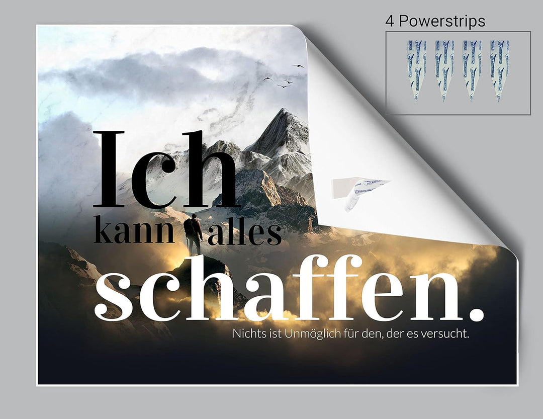 wandmotiv24 Poster als Wanddeko, Grösse 80x60cm, Ich kann Alles schaffen, Berge, Moderne Wanddeko, W