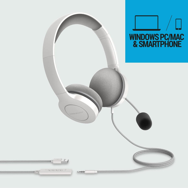 Energy Sistem Headset Office 3 (Kopfhörer mit USB-Anschluss und 3,5 mm, Lautstärkeregler und Mute-Fu