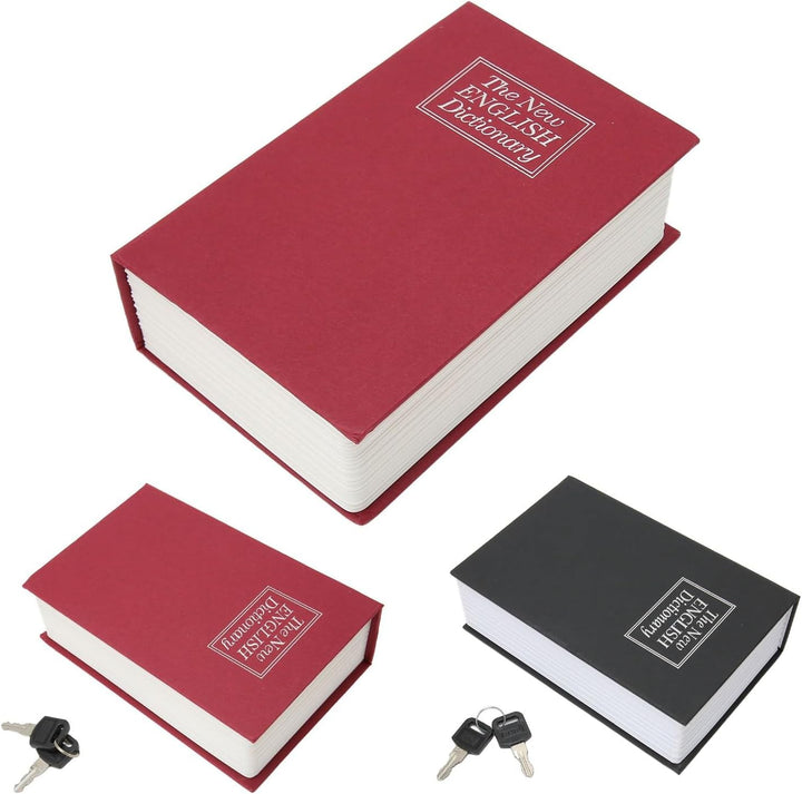 Buch-Safe Tresor mit 2 Schlüsseln, 18 x 11,5 x 5,5 cm Stahlkassette für Geld, Dokumente und Schmuck,