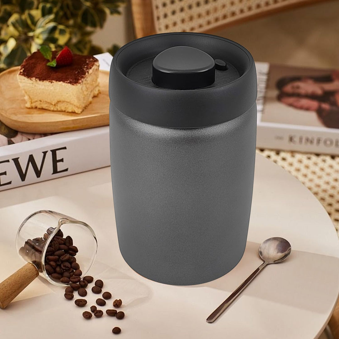 Radianeroryi 1.2L Edelstahl Kaffeedose Vakuumbehälter, Kaffeebohnen behälter, Vakuum Kaffeedose Luft