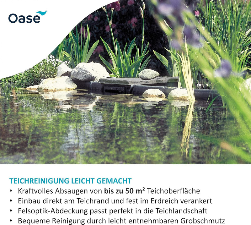 OASE 57137 Einbau-Oberflächenabsauger BioSys Skimmer plus, geeignet für max. 50m², Einbau am Teichra