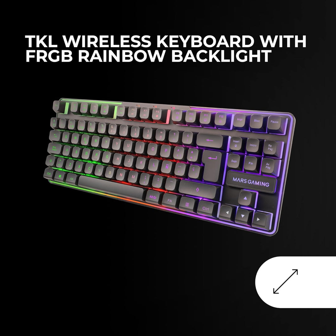 Mars Gaming MCPWTKL, Kabelloses Gaming-Combo, DualPro Link 2.4GPRO-Technologie, TKL FRGB Rainbow Tas