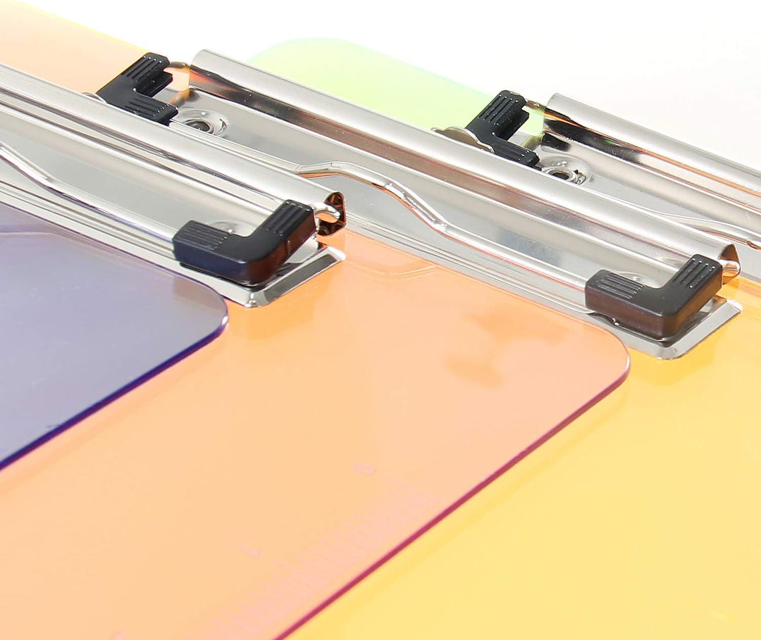 6er Klemmbrett A4 mit gummierter Metalklemme, Schreibbrett DIN A4 mit Aufhängeose, Pad Halter Clipbo