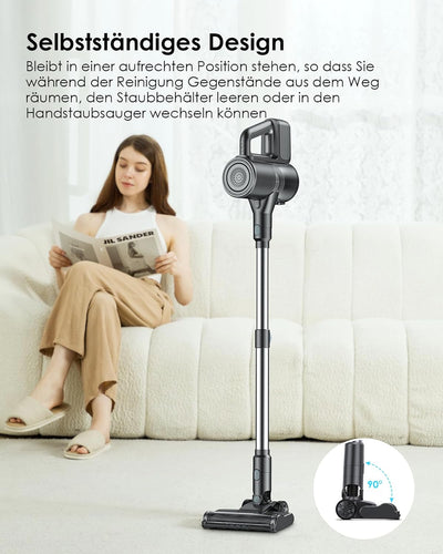 VersLife S7 Plus Akku Staubsauger mit Wischfunktion, 500W/40000Pa Staubsauger kabellos, 40Min Laufze