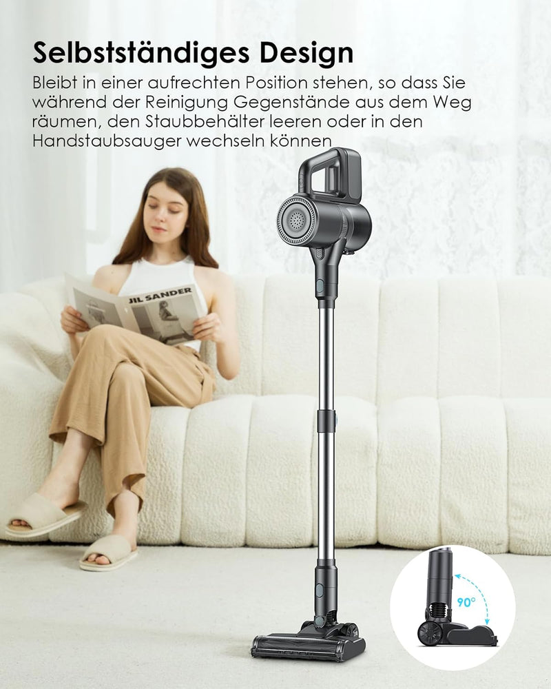 VersLife S7 Plus Akku Staubsauger mit Wischfunktion, 500W/40000Pa Staubsauger kabellos, 40Min Laufze