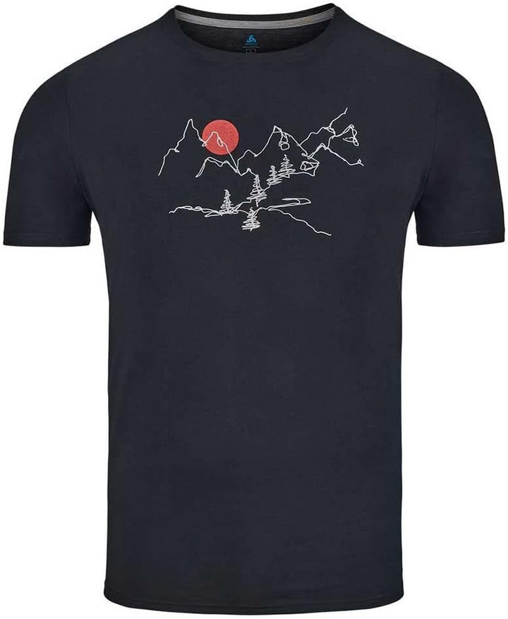Odlo Herren Nikko Landscape_551372 Kurzarm Shirt L Schwarz, L Schwarz