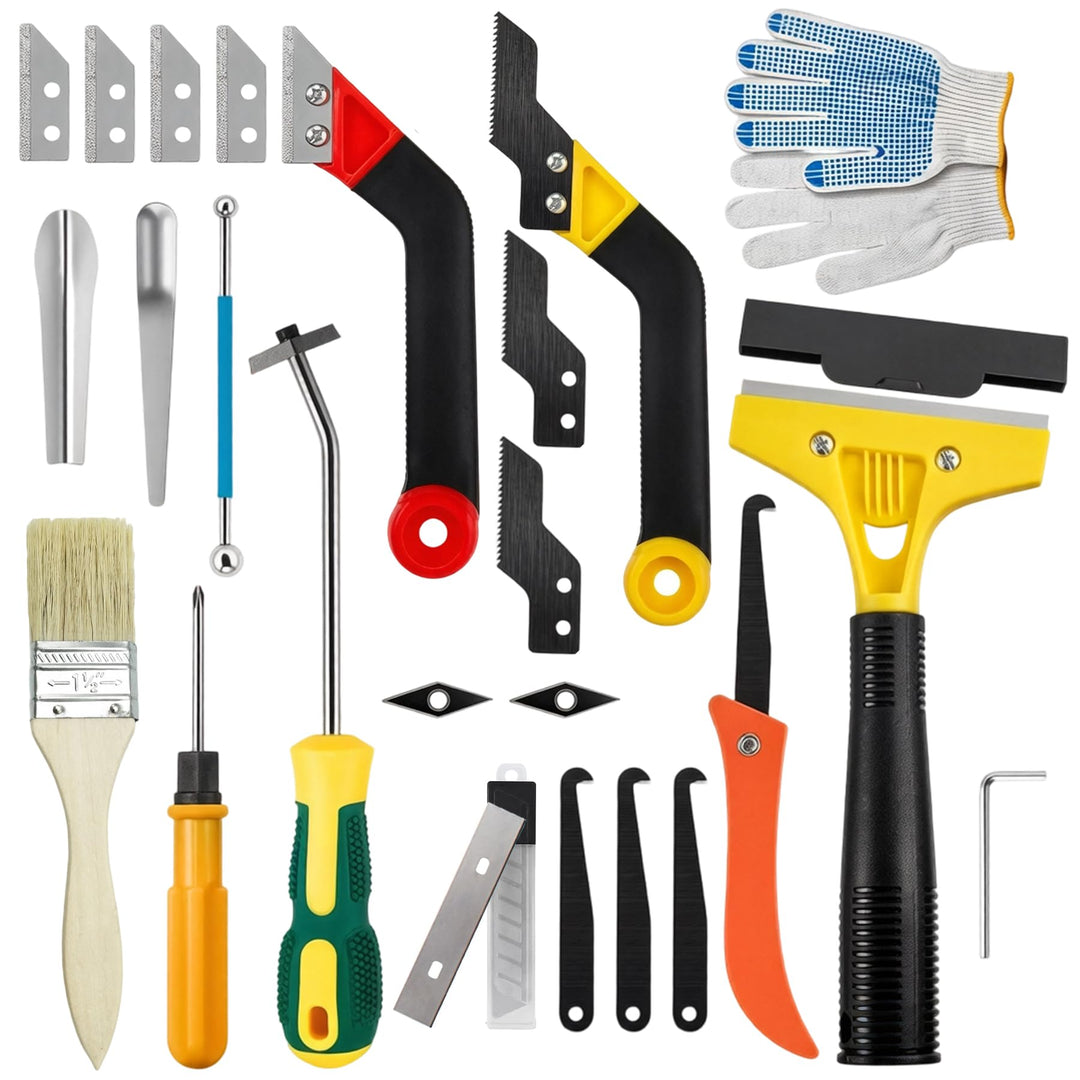 33pcs Fugenkratzer Fliesen,Fliesenfugen Entfernen,Fliesenfugen-Handsäge,abgewinkelter Fugenreiniger,