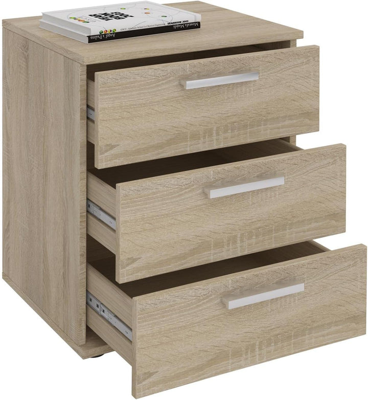 CARO-Möbel Nachttisch Mariella Nachtschrank Nachtkommode für Boxspringbett, in Sonoma Eiche, mit 3 S