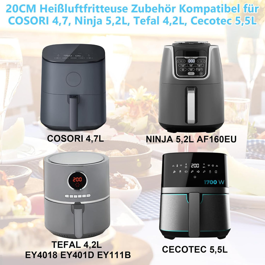 YINGRACE 8in Heissluftfritteuse Zubehör, 12 Stk Zubehörset fur Airfryer fritte usen fur Ninja 5,2L,
