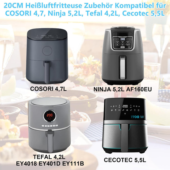 YINGRACE 8in Heissluftfritteuse Zubehör, 12 Stk Zubehörset fur Airfryer fritte usen fur Ninja 5,2L,