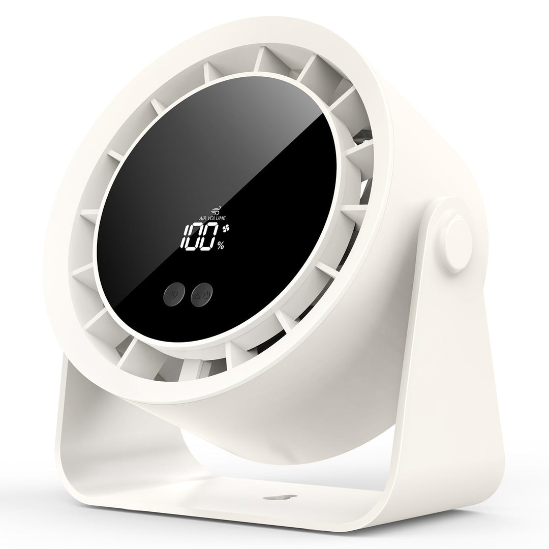 Timiyou Tischventilator Leise 28dB mit 4 Stufen & Turbo, Aufladbarer Akku, 360° Drehen & Kippen, Dig