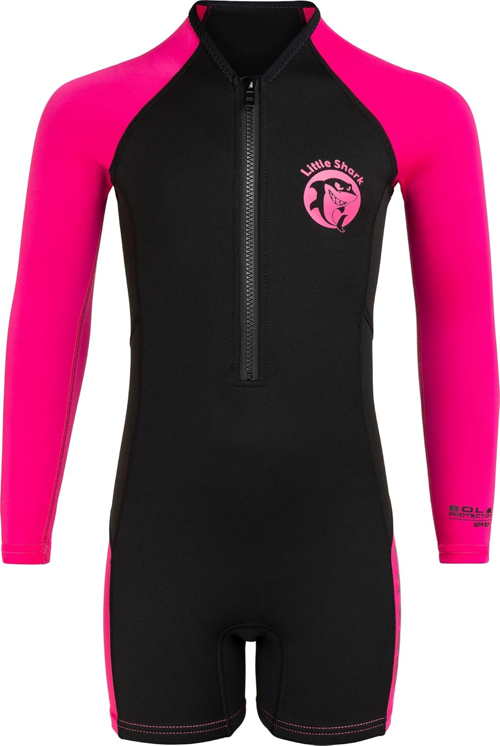 Cressi Little Shark Jr Shorty 2mm Neoprenanzug für Kinder Schwarz/Rosa 3/4 Jahre Langarm, Schwarz/Ro