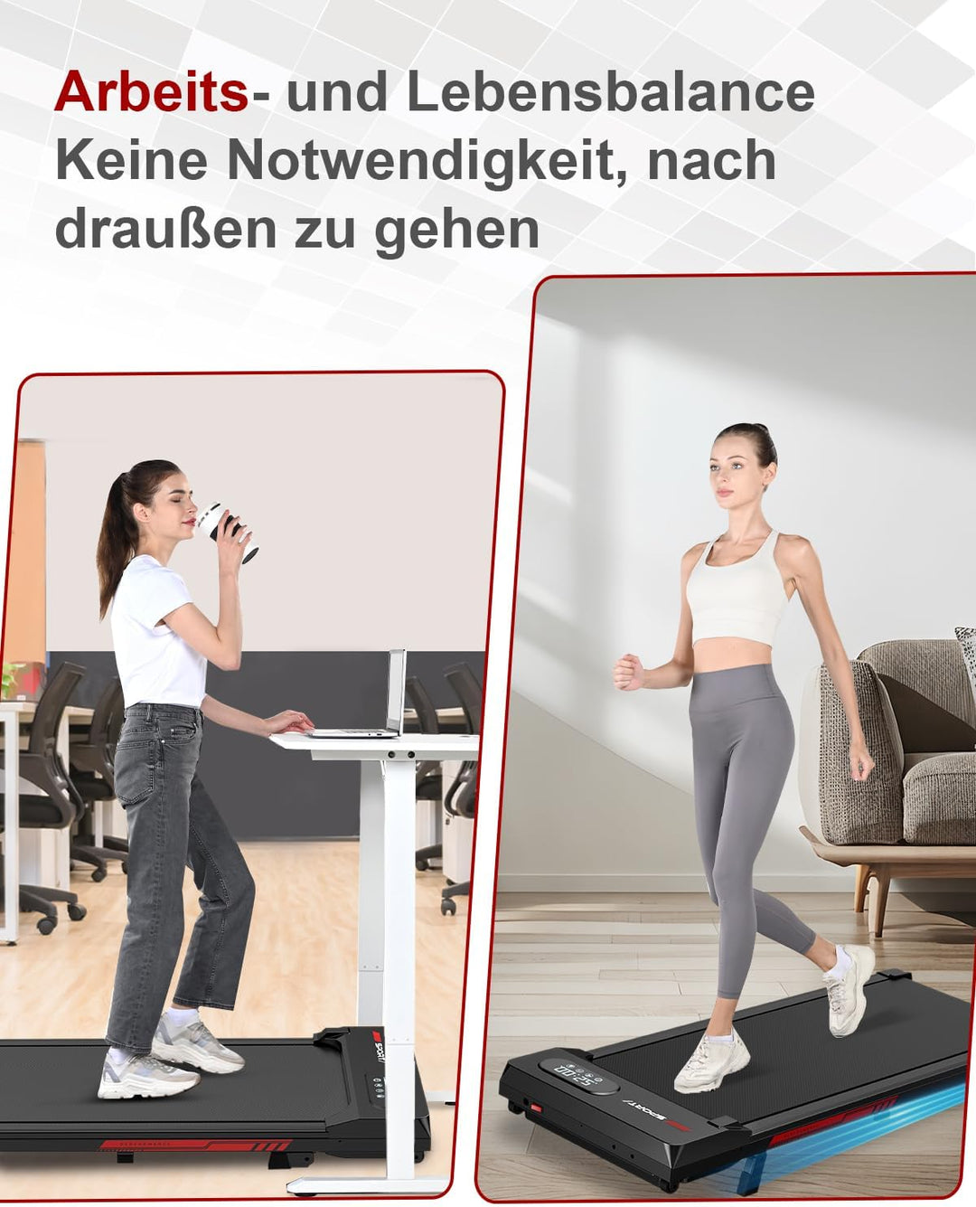 Dskeuzeew Laufband Walking Pad mit Neigung - Laufbänder für Zuhause Büro Steigung Schreibtisch Laufp