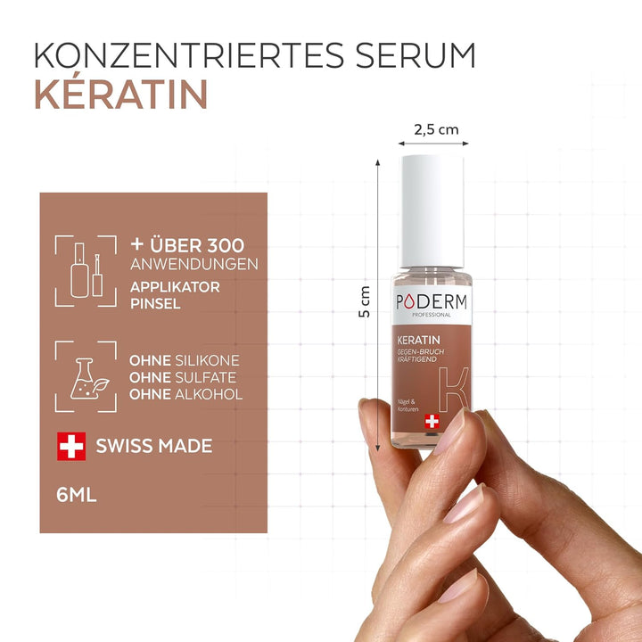 Poderm 5 in 1 Nagel Booster Serum - Keratin | Vorbeugende Anti-Bruch Pflege & Härter zur Stärkung de