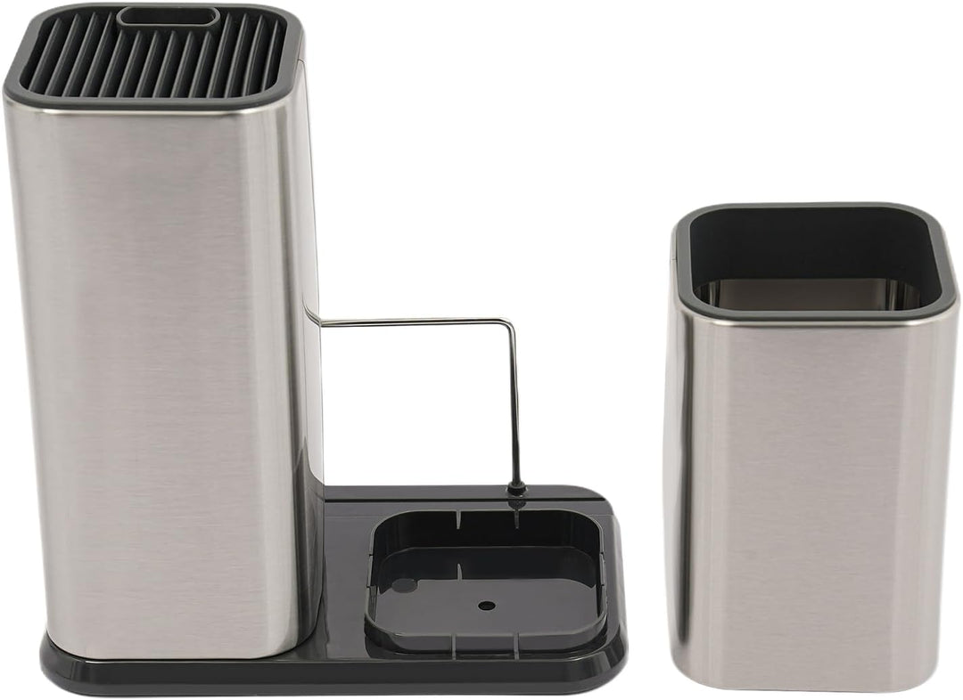 2 in 1 Messerblock ohne Messer, Mit Schlitzen und multifunktionalem Lagerregal, Suitable for kitchen