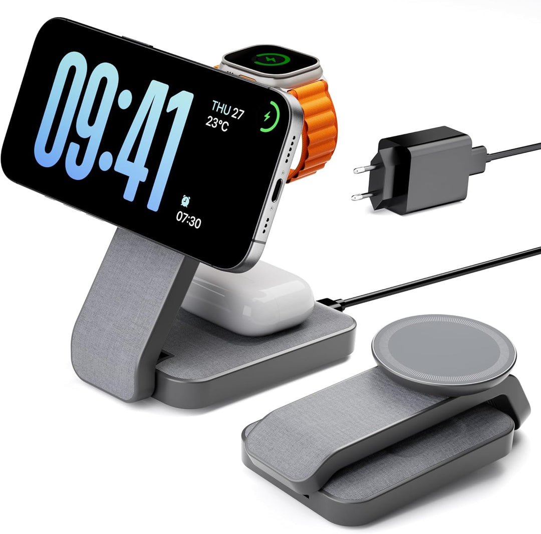 Magsafe Ladestation für Apple Watch und iPhone 3 In 1 Faltbar, iPhone Ladestation Magsafe Ladegerät