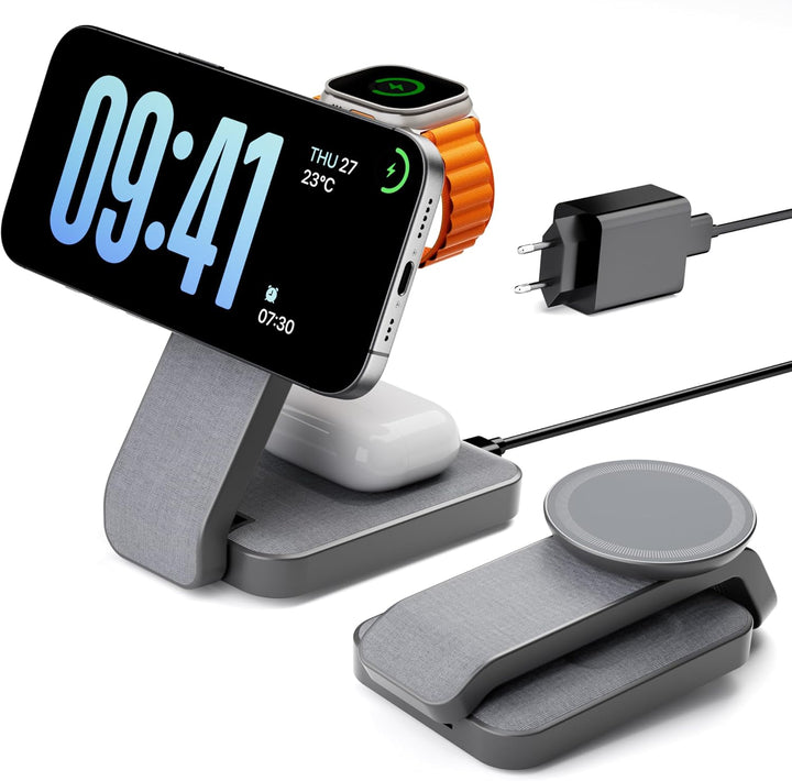Magsafe Ladestation für Apple Watch und iPhone 3 In 1 Faltbar, iPhone Ladestation Magsafe Ladegerät