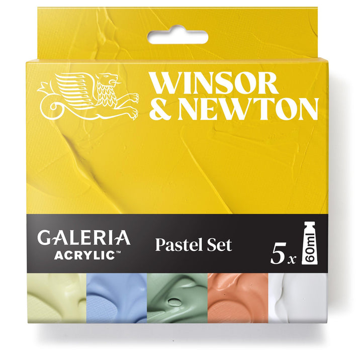 Winsor & Newton 2190616 Galeria Acrylfarben Set Pastell – 5x60ml – hochwertige Acrylfarbe, deckend,