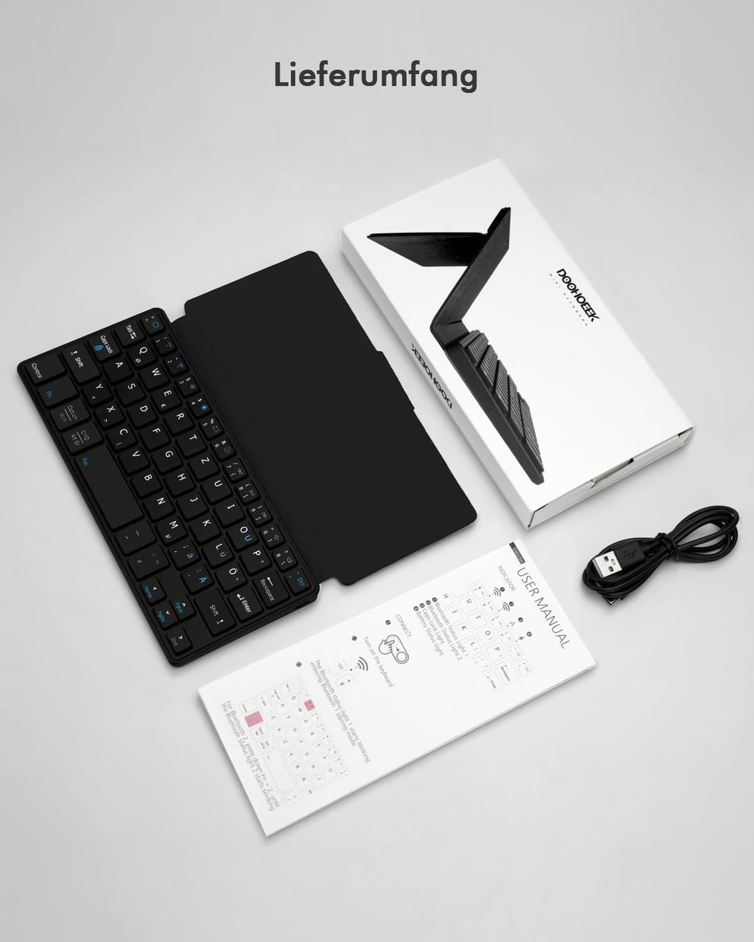 Doohoeek Dual Bluetooth Tastatur für Handy, Mini Tragbare Funktastatur für iPhone, iPad mini, Samsun