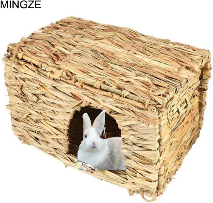 Faltendes Strohhaus, Kaninchengrashaus, für Kaninchen-Meerschweinchen Chinchilla Frettchen, Multi-Ut