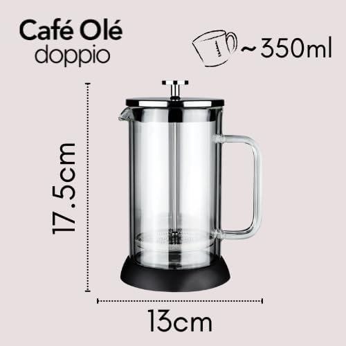 Café Olé Doppio Kaffeebereiter aus doppelwandigem Glas, französische Presse, rutschfester Silikonbod
