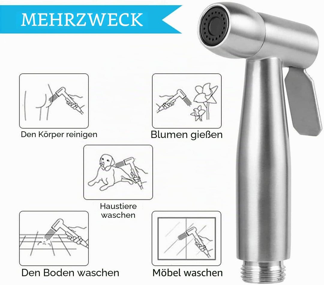 Bidet Edelstahl Handbrause, Muslimische Edelstahldusche Und Baby-StoffwindelsprüH Kit Mit Wasserhahn