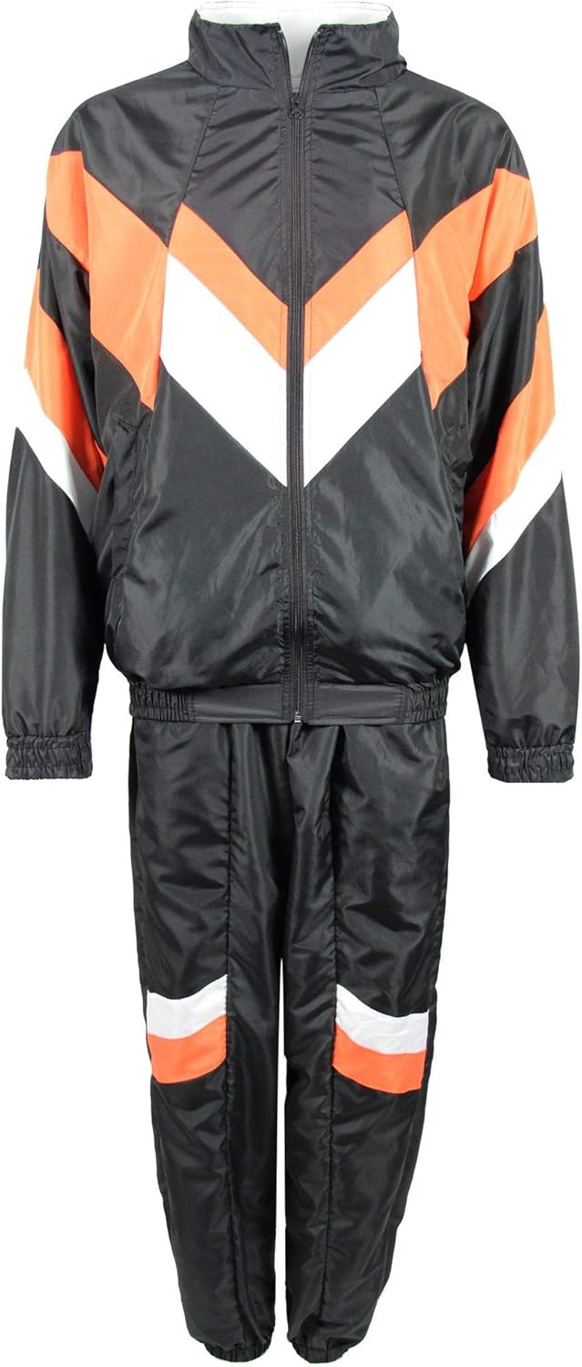 Foxxeo Premium 80er Jahre Kostüm für Herren Damen Trainingsanzug Assianzug Assi Gr. S – XXXXL L Schw