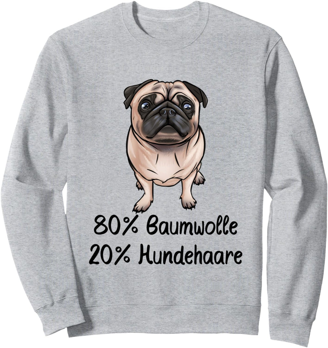 Mops Pulli 80% Baumwolle 20% Hundehaare Sweatshirt