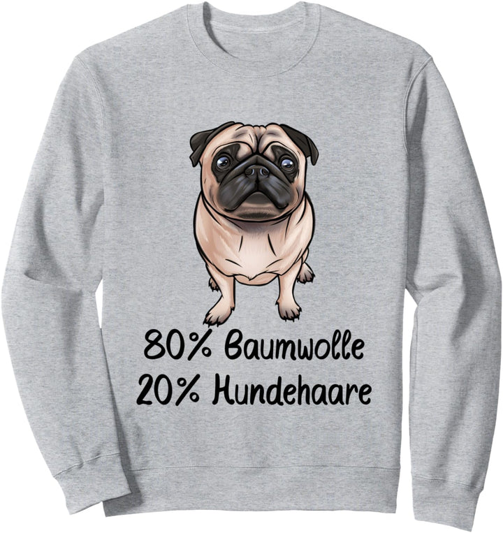 Mops Pulli 80% Baumwolle 20% Hundehaare Sweatshirt