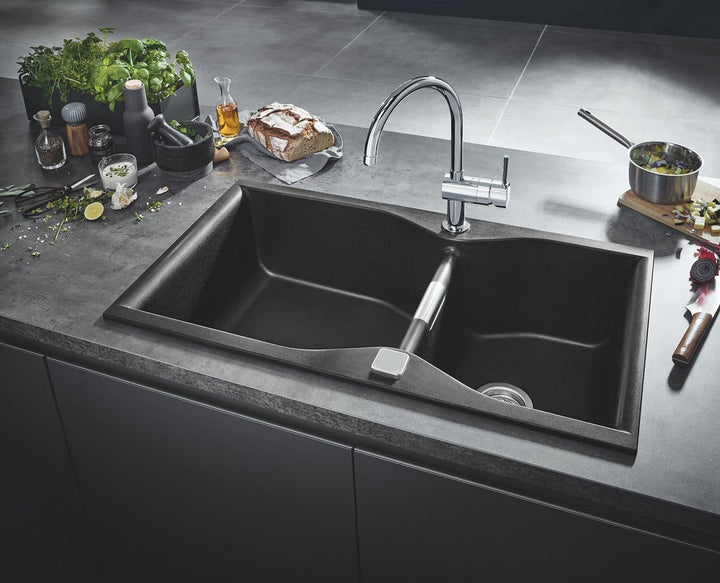 GROHE Minta - Einhand Spültischarmatur (C-Auslauf, Schwenkbereich wählbar: 0° / 150° / 360°, Einloch