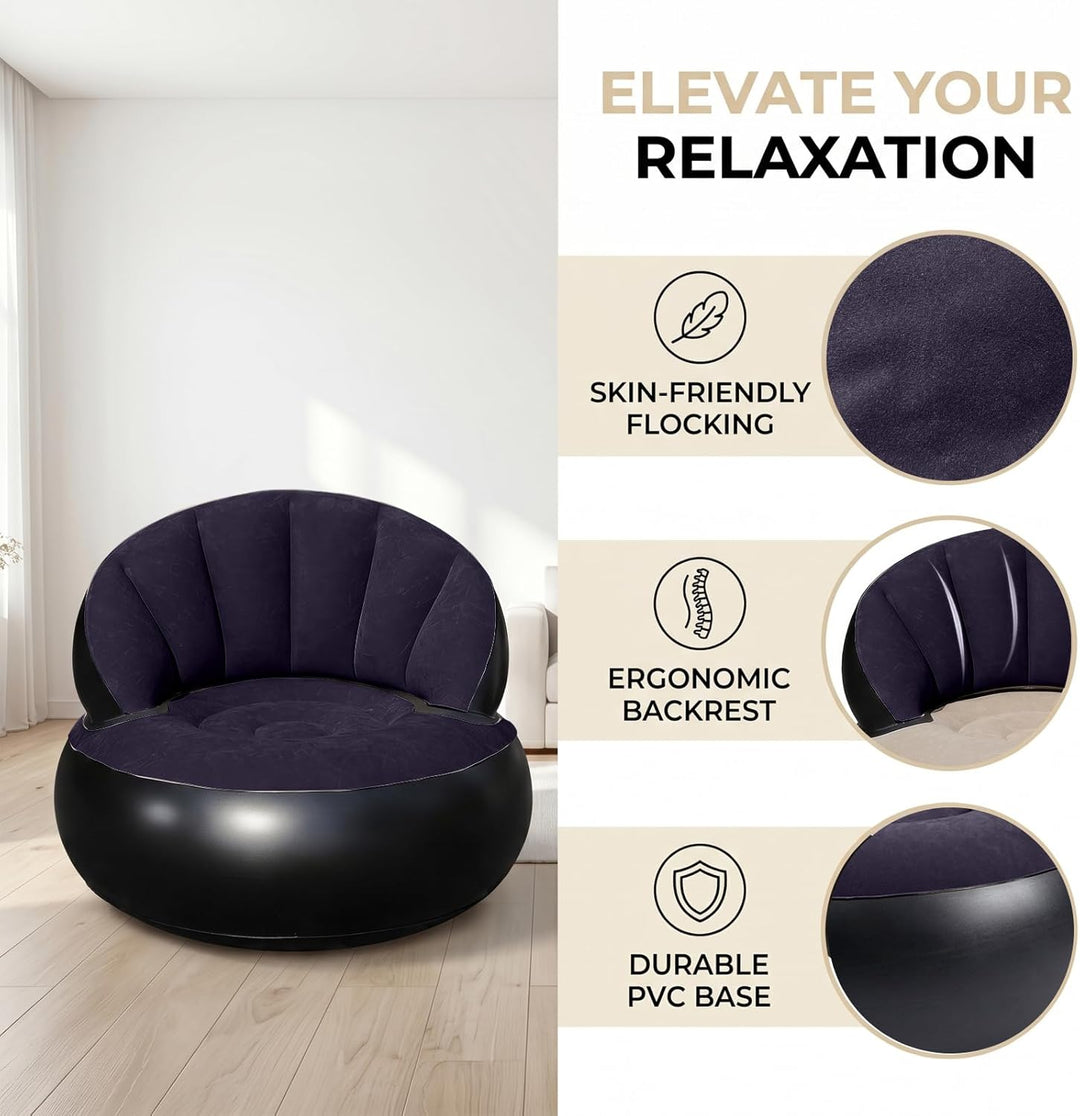 Aufblasbares Sofa Sessel mit Pumpe, Faltbarer Luftsessel für Innen & Aussen, Bequeme Aufblasbare Cou