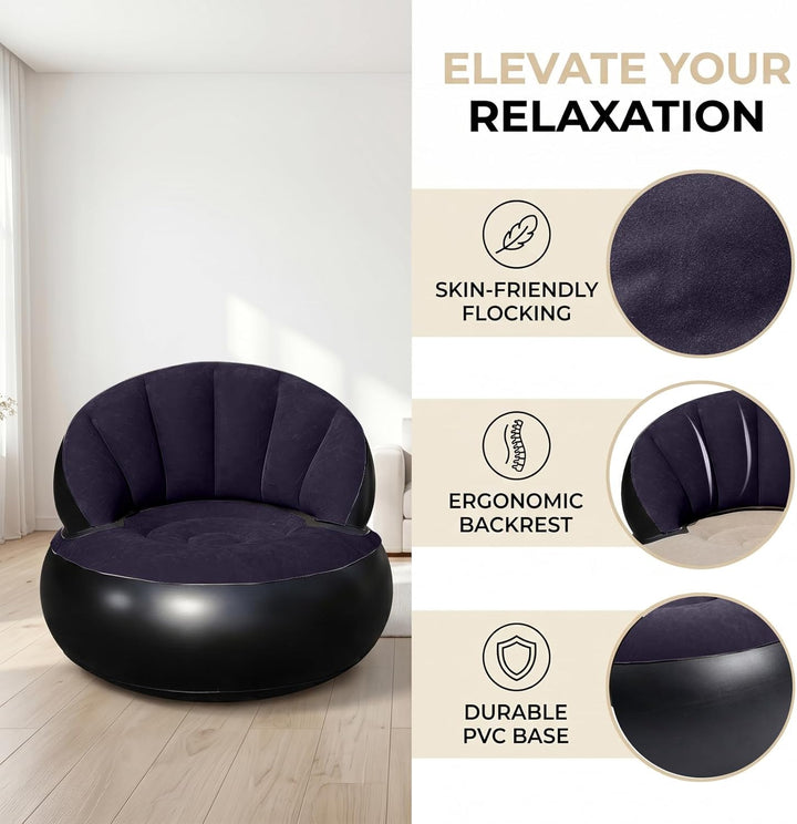 Aufblasbares Sofa Sessel mit Pumpe, Faltbarer Luftsessel für Innen & Aussen, Bequeme Aufblasbare Cou