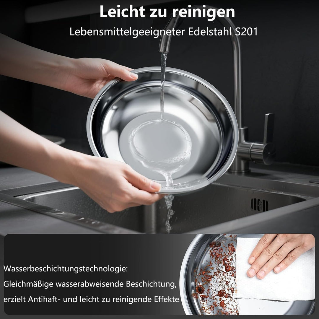 Chafing Dish Set 4,5L Rund Speisenwärmer mit Glasdeckel Erstklassiger 410 Edelstahl Wärmebehälter Su