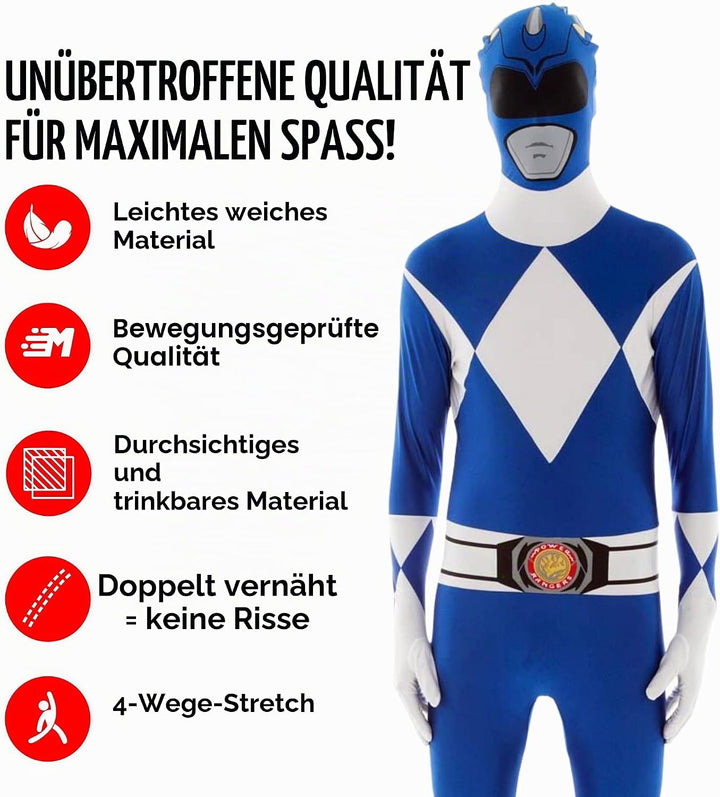 Morphsuits Power-Rangers Kostüm, Blau M