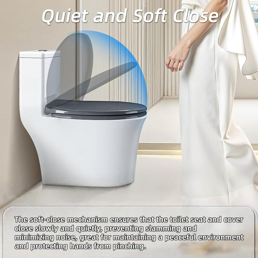 WC Sitz Mit Absenkautomatik,Toilettendeckel Ovale-Form Hochwertige Und Stabile Antibakterieller Toil