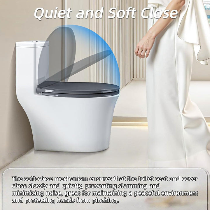 WC Sitz Mit Absenkautomatik,Toilettendeckel Ovale-Form Hochwertige Und Stabile Antibakterieller Toil