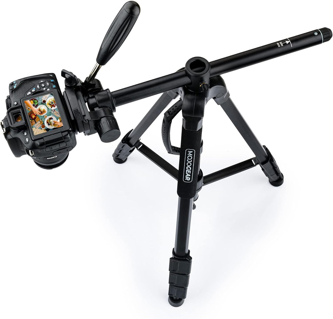 MOJOGEAR 179 cm 3-in-1-Stativ: Tripod, Einbeinstativ und horizontaler Arm für Top-Aufnahmen – mit Te