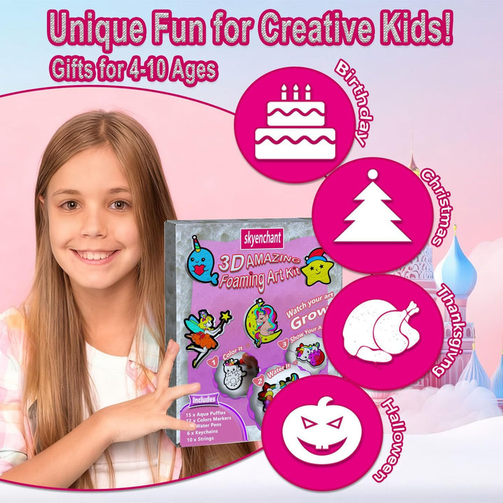 JRD&amp;BS WINL 3D-Kunstset für Kinder: Aqua-Aufschäum Süsse Prinzessinnen &amp; Einhörner, Malsets für Kind