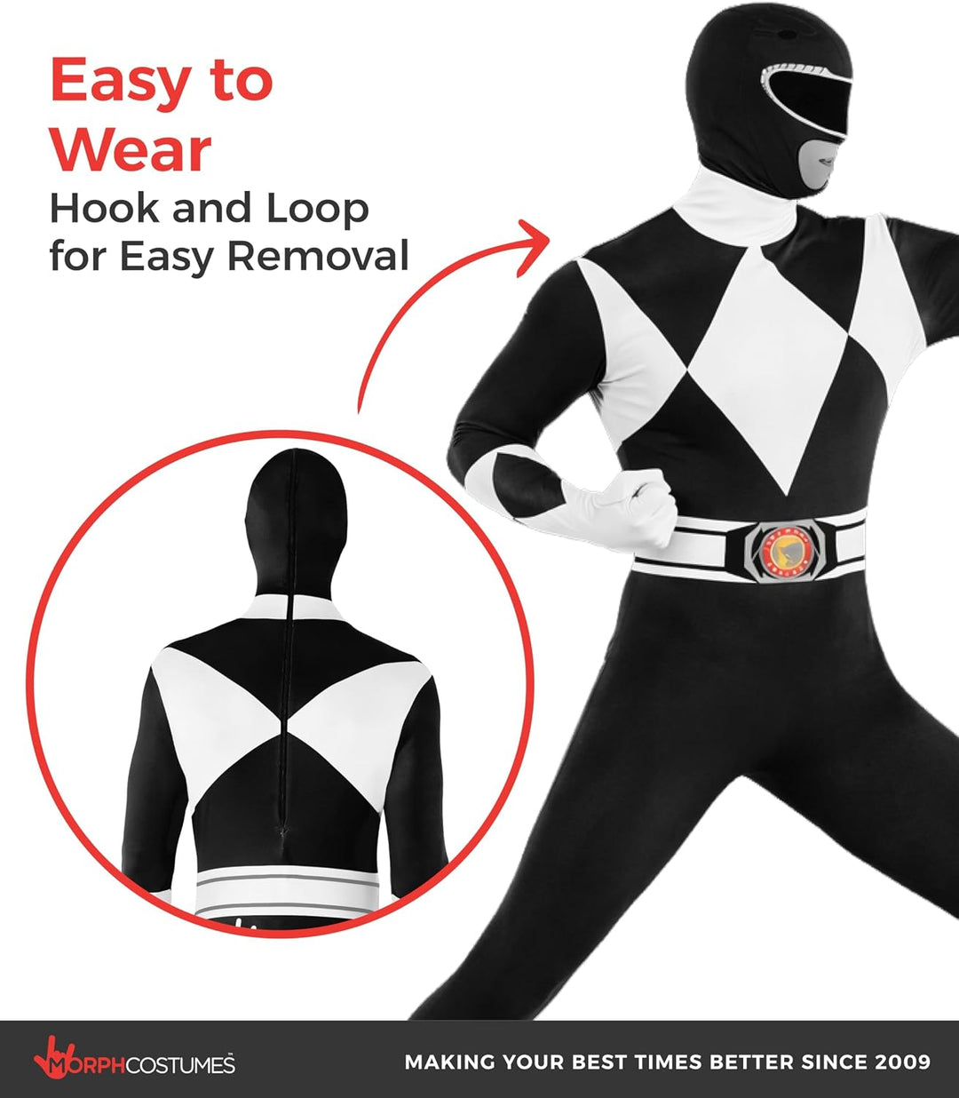 Morphsuits Power-Rangers-Kostüm Schwarz L, Schwarz L