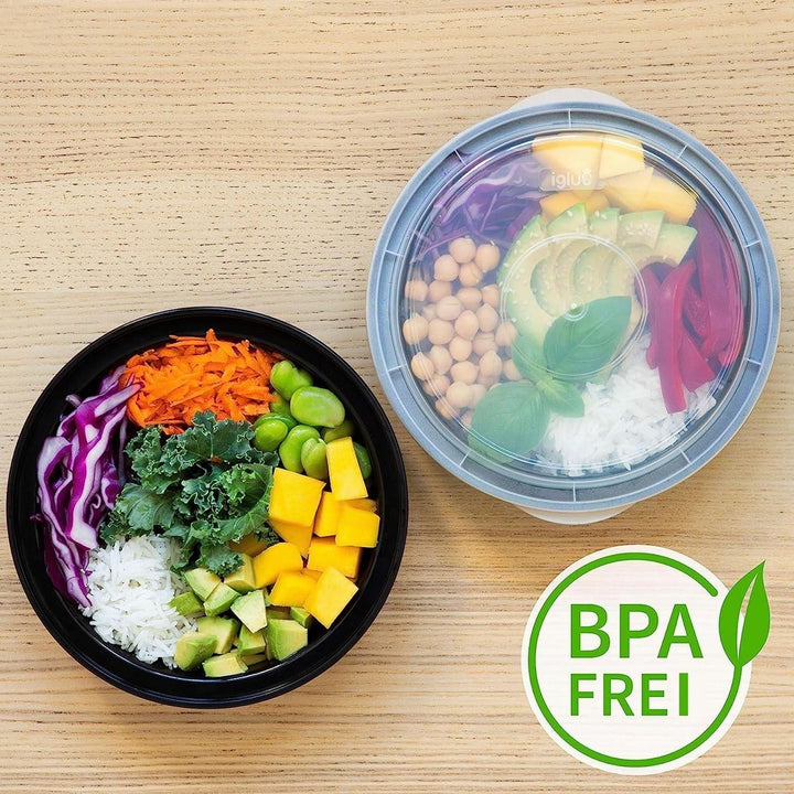 Igluu Runde Meal Prep Boxen mit Deckel (20er-Pack) – wiederverwendbar, mikrowellen-, gefrier-, spülm