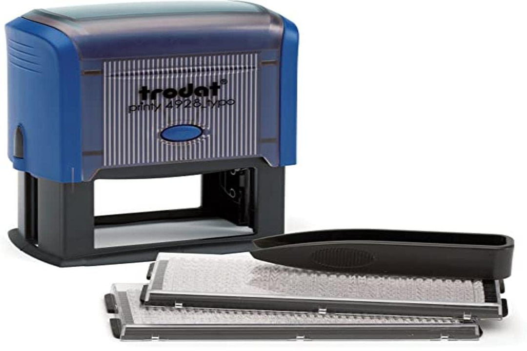 Trodat Typomatic 4928t Stempel blau Fussabdruck 60 x 33 mm – 7 Zeilen, Fussabdruck 60 x 33 mm – 7 Ze