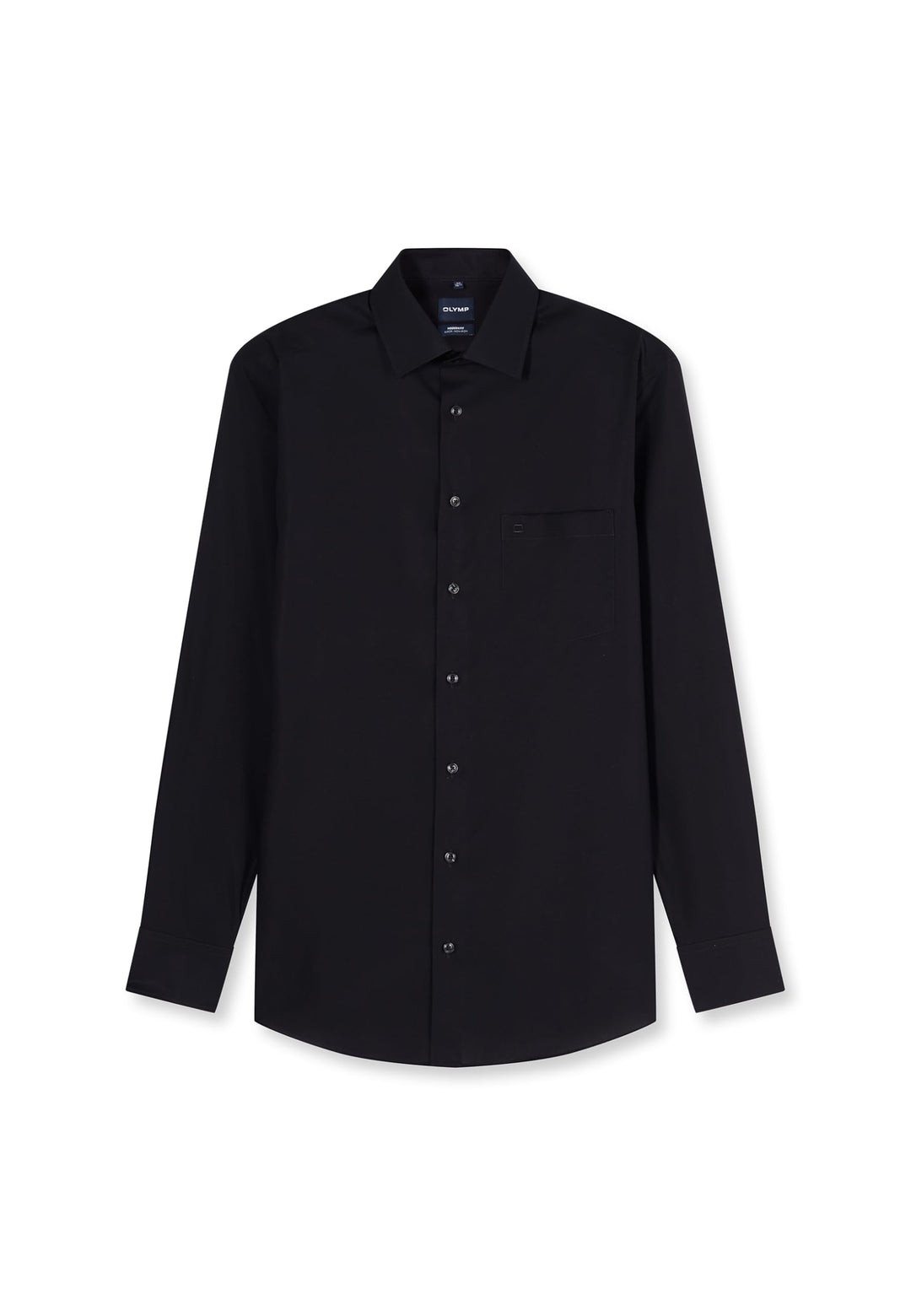 OLYMP Herren Businesshemd Langarm Luxor,Einfarbig,modern fit,New Kent 39 Schwarz, 39 Schwarz